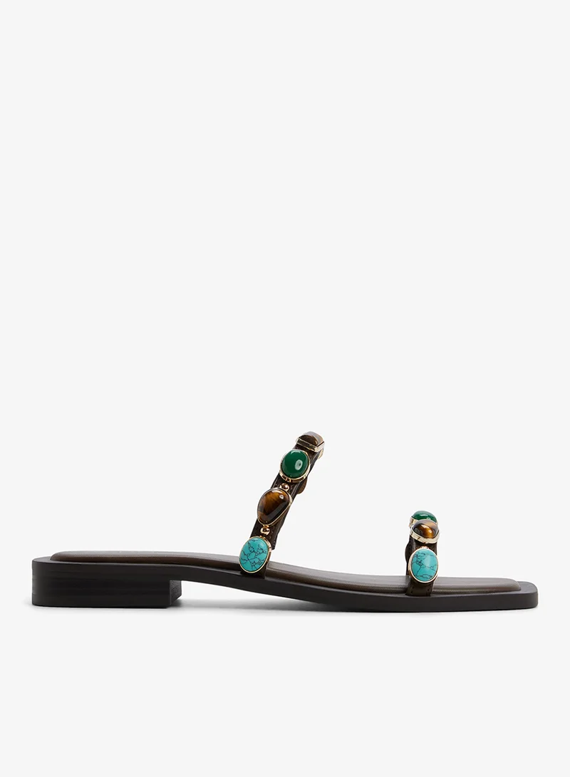 الدو صنادل نسائية بكعب إسفين بحزام واحد